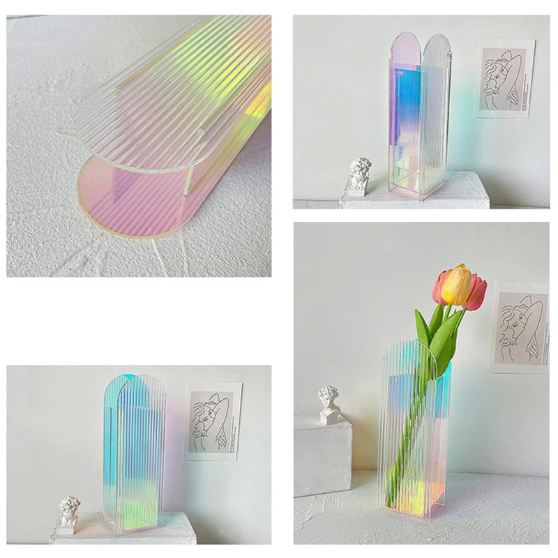AquaLuxe Elegante Acrylen Vaasje | Adembenemend roze en blauwe contrastvaas voor moderne woninginrichting en artistieke flair