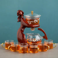 TeaLux Artisan Theepot Set | Elegante automatische theeset met hittebestendig glas en stijlvolle houder voor de perfecte brouwervaring