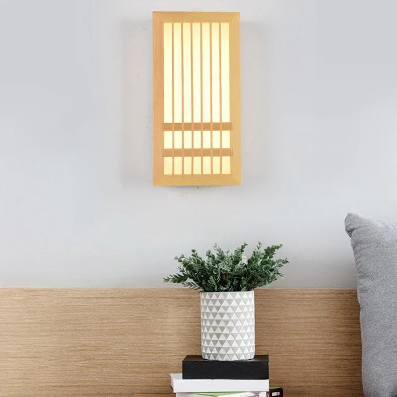 Japandi Houten Wandlamp LED Minimalistische Decoratieve Wandlamp