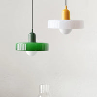 Moderne hanglamp met gekleurd glazen kap Bauhaus