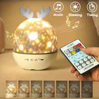 LED nachtlamp projector met afstandsbediening en muziek – lamp voor kinderen met sterren en timer