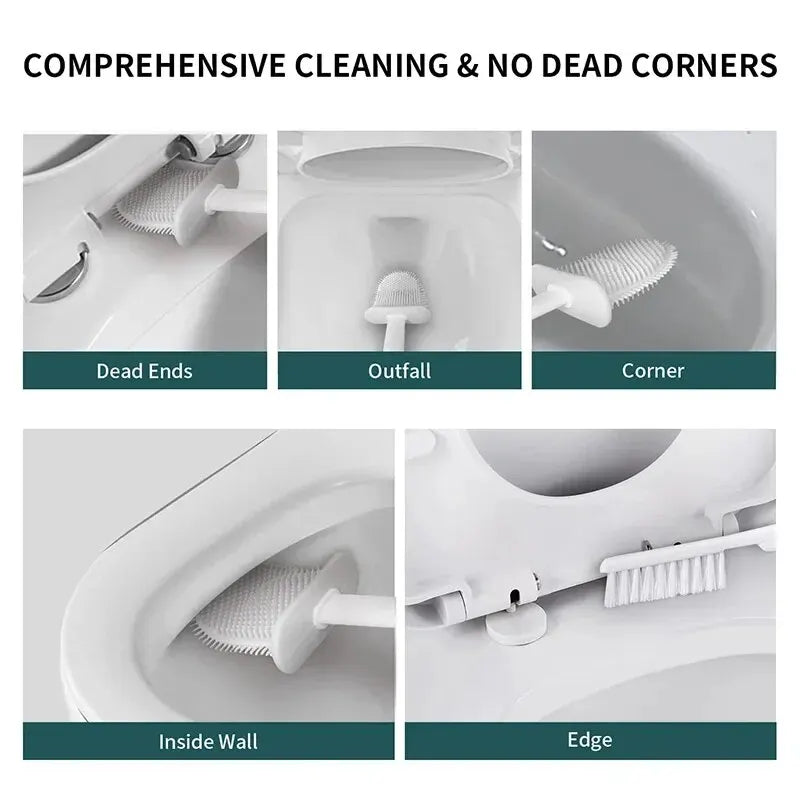 Toiletborstel HygieBrush DuoClean | 2-in-1 Siliconen WC-borstelset met wandhouder | Antibacterieel & ruimtebesparend