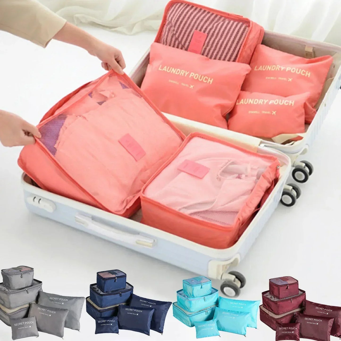 ReiseLina Kofferorganizer Set | 6-delig | Waterdicht & Ruimtebesparend | Van Oxford-Stof