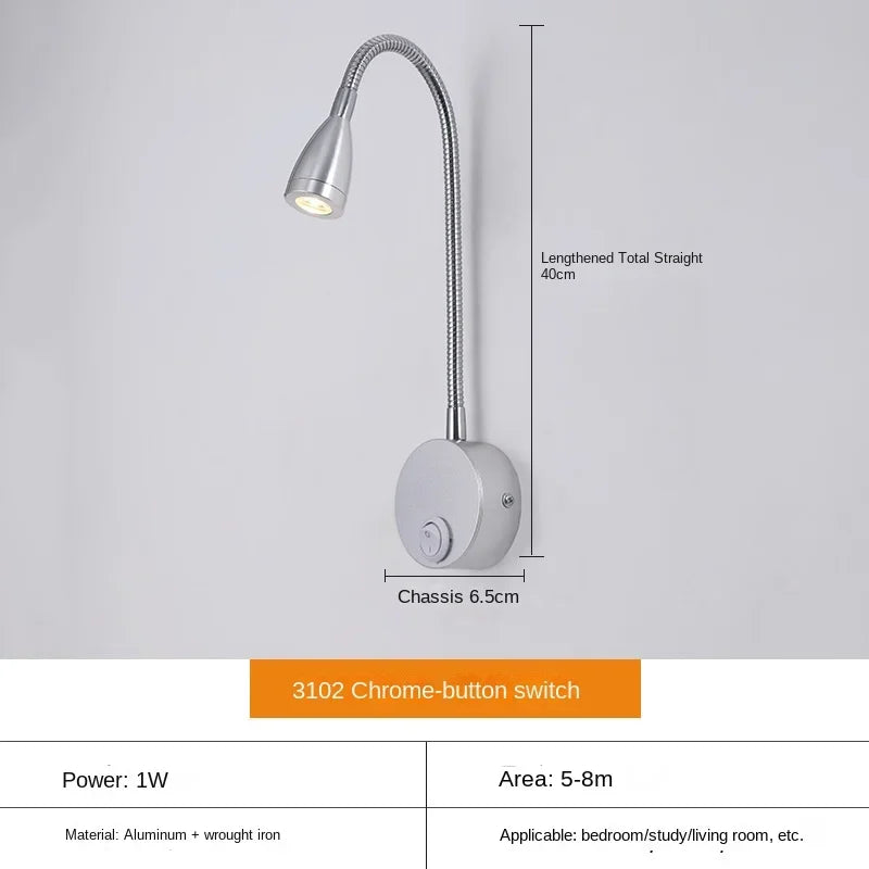 Veelzijdige LED-Wandlamp: Modern, Flexibel, Perfect om in Bed te Lezen