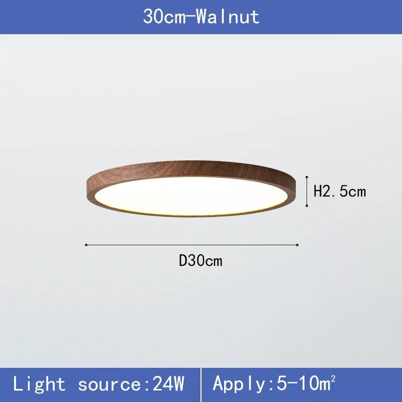 Moderne ronde LED plafondlamp met houten frame