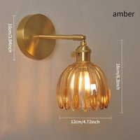 Retro wandlamp in de vorm van een tulp bloem – wandlamp met glazen kap en gouden afwerking