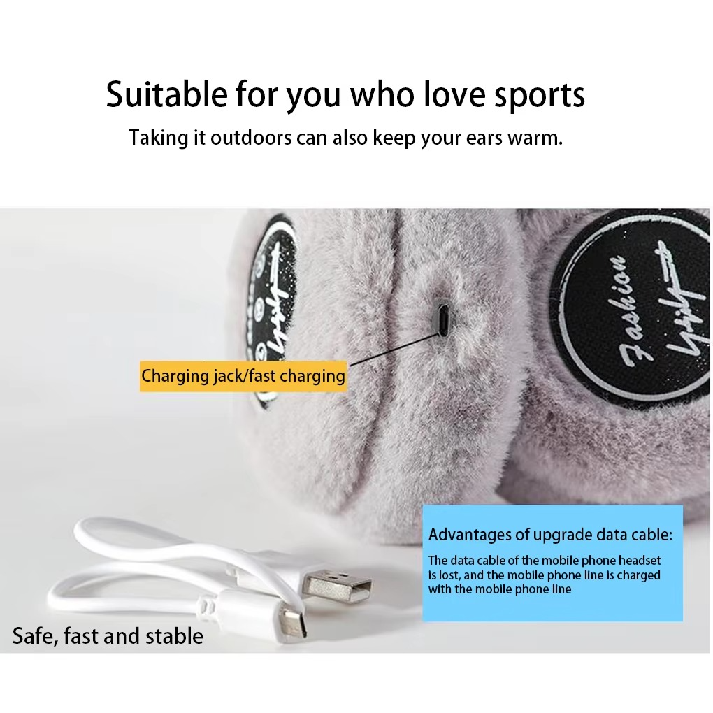 Draadloze Pluche Oortelefoons met Bluetooth 5.2 en Warm Vachtontwerp
