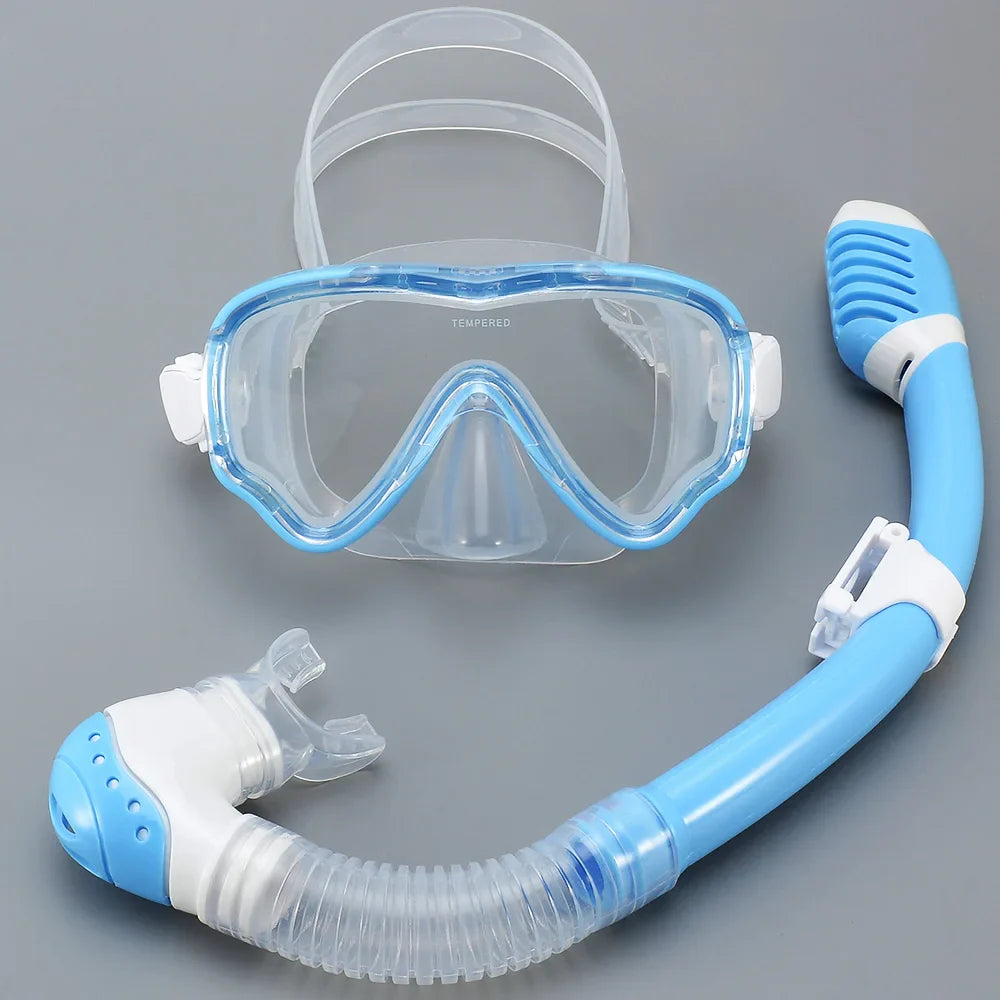 AquaJuni Kinder Duikmasker met Snorkel | Antifog & Lekvrij | Gehard Glas & Silicoon | Voor Jongens & Meisjes 7–15 Jaar