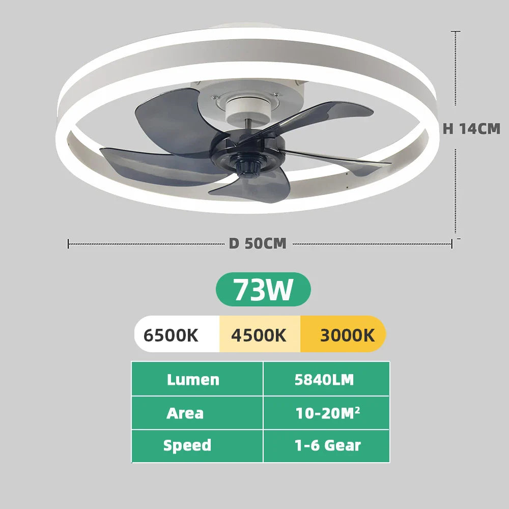 Avelion - Ronde Plafondventilator Met LED Lamp En Afstandsbediening