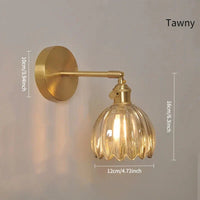 Retro wandlamp in de vorm van een tulp bloem – wandlamp met glazen kap en gouden afwerking