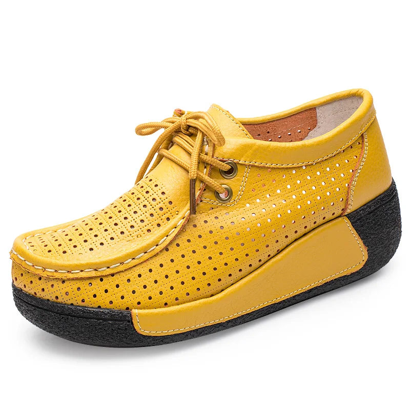 LuxeStride Leren Loafers | Elegant ontworpen platte platform mocassins voor ultiem comfort en stijl