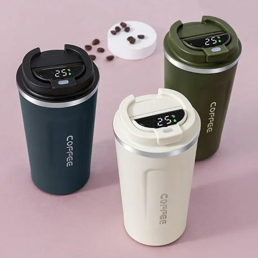 EliteBrew Luxe Thermos Koffiemok | 510ml roestvrijstalen tumbler met temperatuurweergave voor optimale drankbeleving en isolatie