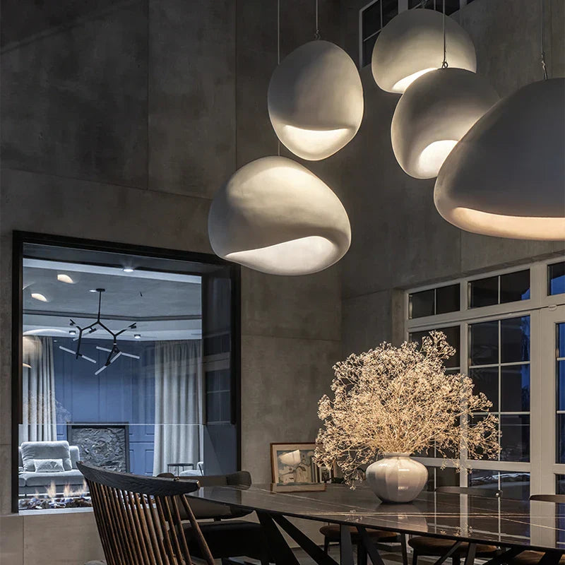 Hangende LED plafondlamp in wabi-sabi stijl