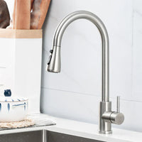 Uittrekbare kraan met enkele hendel – Flexibele kraan met douchefunctie, Hoge kwaliteit roestvrij staal, Ideaal voor moderne keukens, Eenvoudige installatie