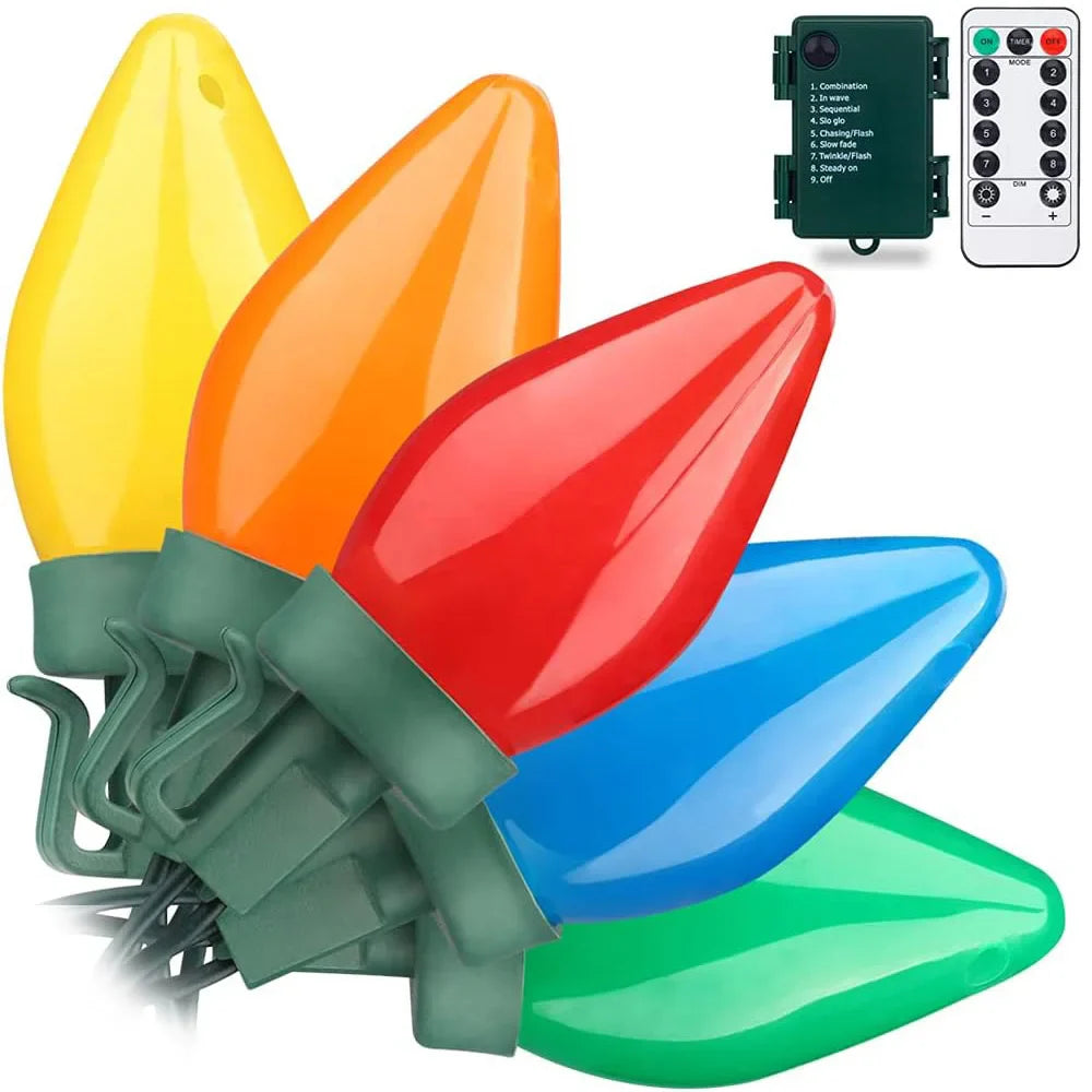 LumiBerry LED Kerstlichtjes C7 | Vintage Aardbei-Design | Afstandsbediening & Timer | Binnen & Buiten