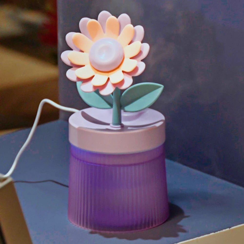 AquaLuxe Serenity Mist Luchtbevochtiger | Rustgevend bloemenontwerp met 7 levendige LED-kleuren, ultra-stille werking en automatische uitschakeling voor een ontspannende babykameromgeving.