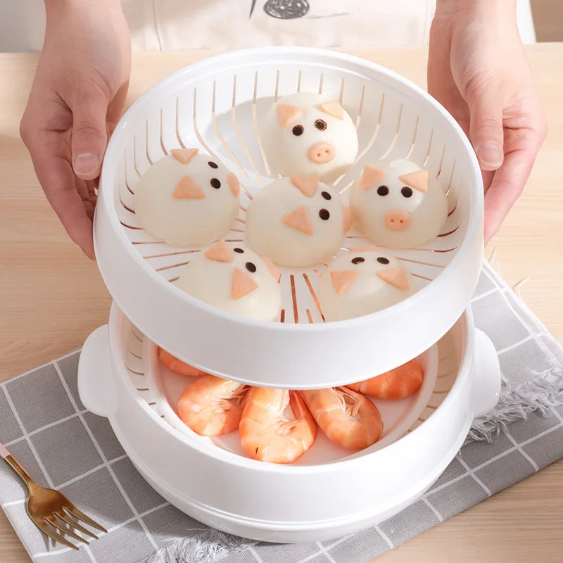 GourmetSteam Luxe Multi-Layer Stoompan | Duurzaam PP-container voor perfect gestoomde broodjes en dumplings met een veilige deksel