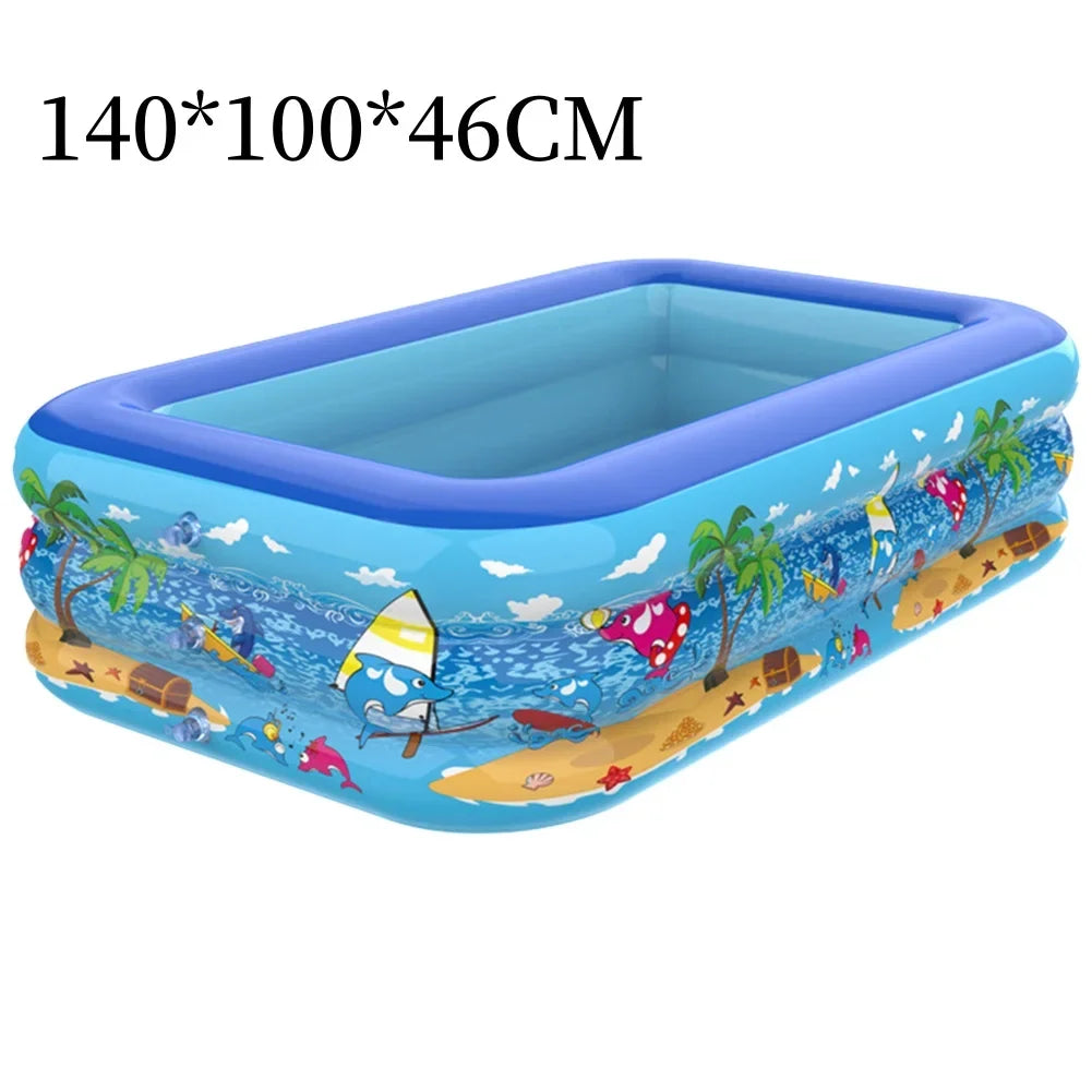 Luftolino Opblaasbaar Kinderzwembad | 110–180 cm | Extra Dikke PVC | Cartoon-Design voor Tuin & Balkon