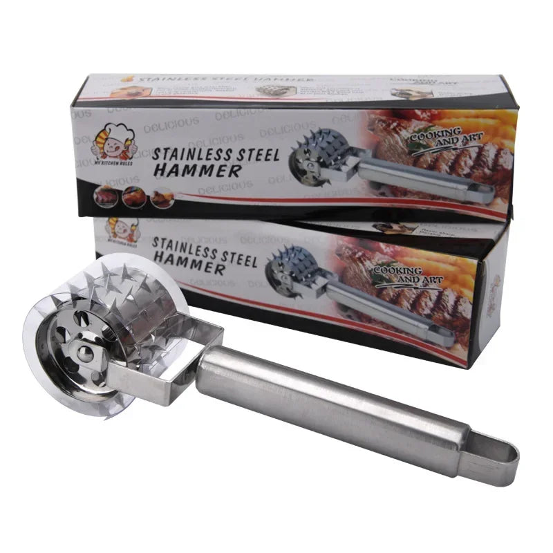 SteelTender Vleeshamer | RVS Vleesverzachter met Klopkop | Voor Steak, Schnitzel & Varkensvlees | 18 cm