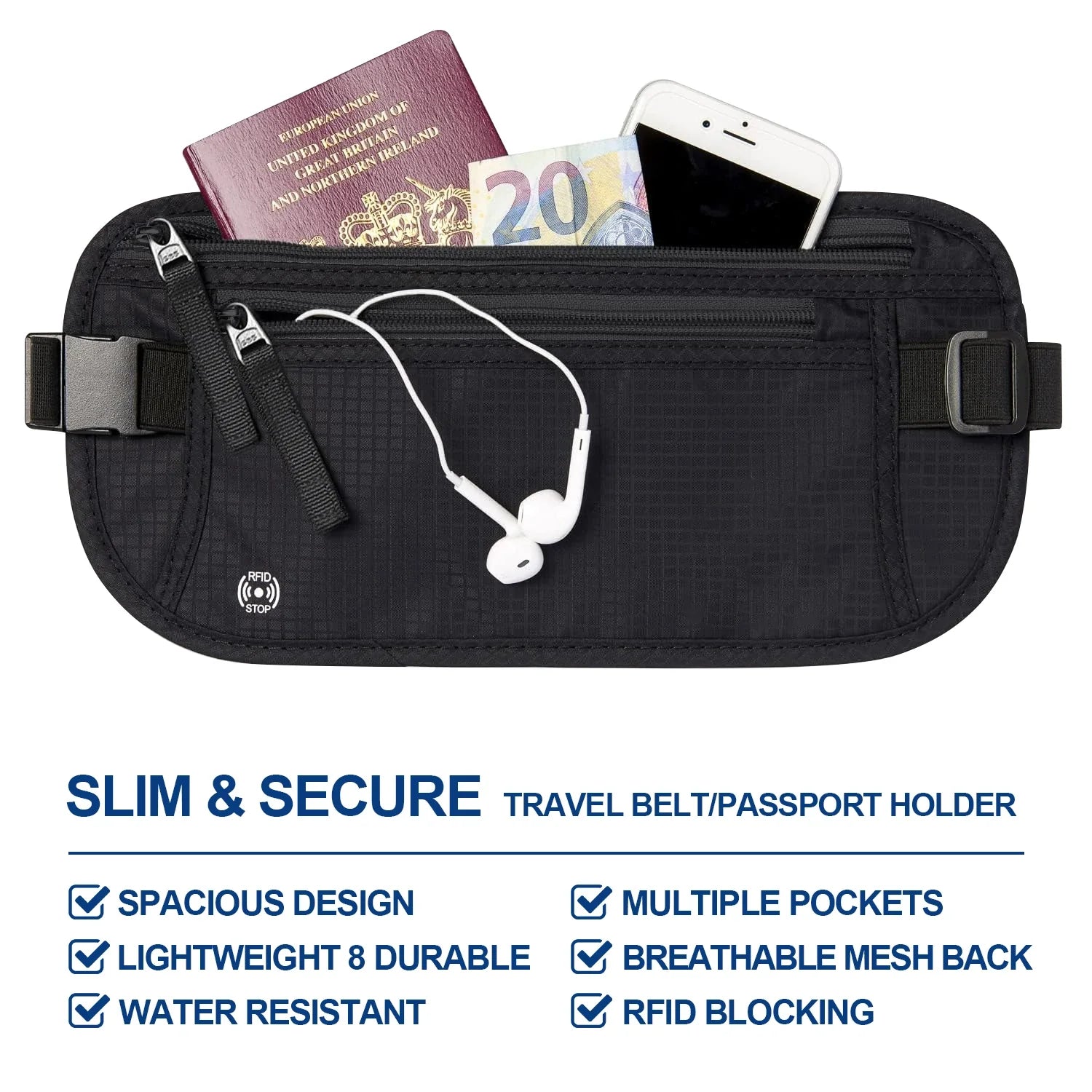 SafeTraveler Heuptas | RFID-bescherming | Verborgen veiligheidsvak | Voor dames & heren