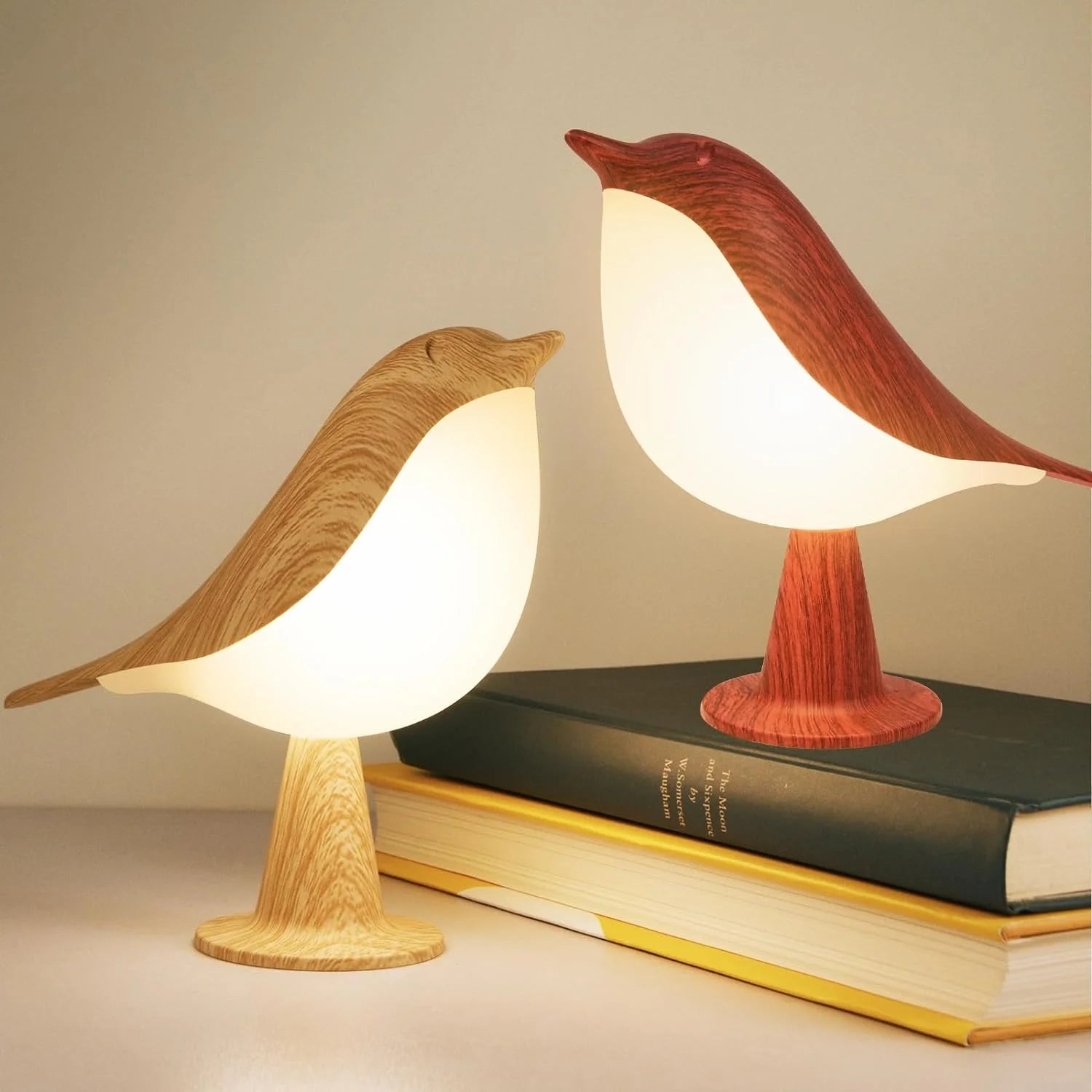 LuxeGlow Elegante Bureau Vogel Lamp | Oplaadbare nachtlamp met dimmer voor 3 kleurtemperaturen en touchsensor voor een serene slaapkamer sfeer