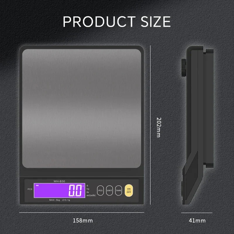 Skanto | 5 kg/0,1 g en 10 kg/1 g digitale elektronische keukenweegschaal, LCD-scherm, volledig waterdicht roestvrijstalen gereedschap voor bakken