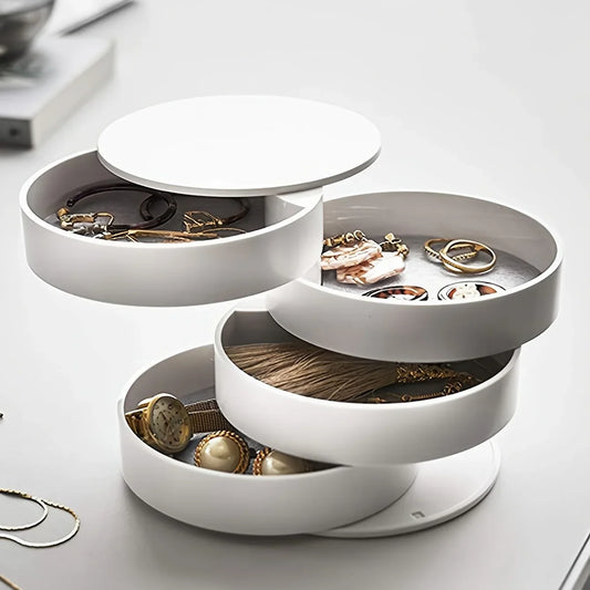 Velvira Sieradenbox draaibaar | 5 Etages met deksel | Stofdicht & Compact | Voor sieraden, haaraccessoires & make-up