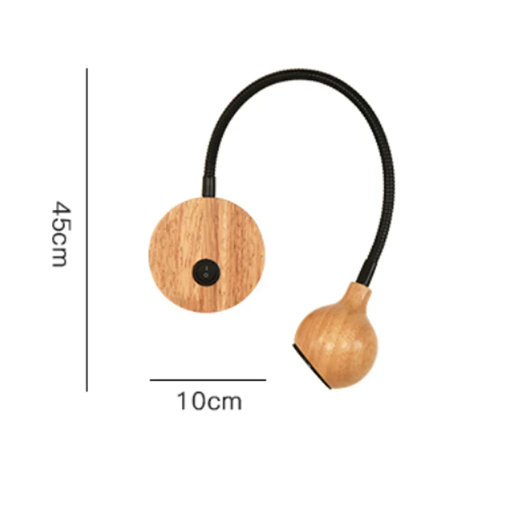 TimberGlow LED Wandlamp | Elegant nachtlampje van natuurlijk hout met gerichte verlichting voor gebruik binnenshuis
