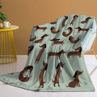 DoxiDream Fleece Deken | Zachte Flanel | Teckel Print | Bank & Bed