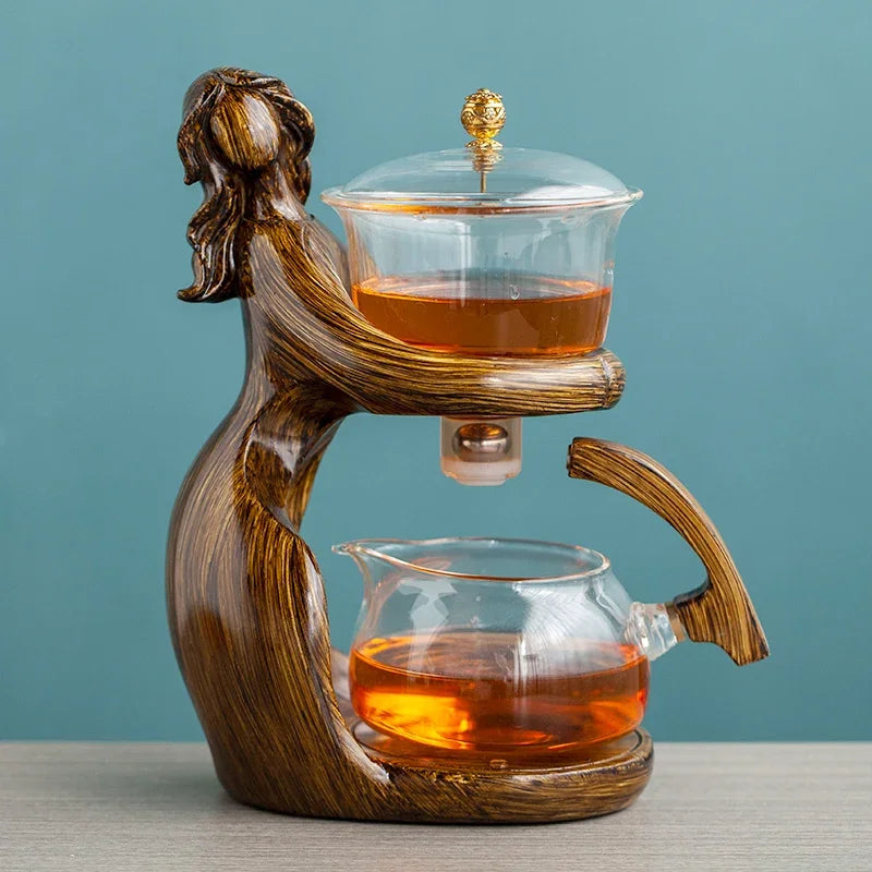 TeaLux Artisan Theepot Set | Elegante automatische theeset met hittebestendig glas en stijlvolle houder voor de perfecte brouwervaring