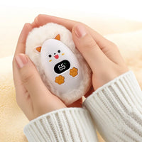 Furrio Elektrische Handwarmer Vos | Oplaadbaar 1200 mAh | 3 Warmte-niveaus & Digitale Weergave | Pluche Oppervlak | USB Type-C | Draagbaar voor Winter & Kantoor