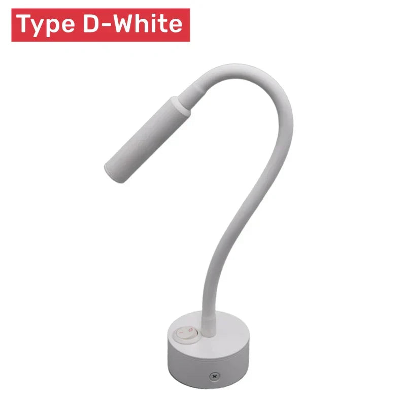 Moderne Flexibele LED-Leeswandlamp met Schakelaar voor Slaapkamer en Studie - 1W/3W
