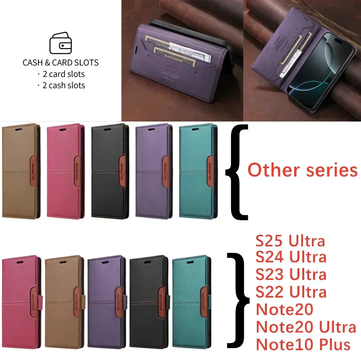 RFID Flip Kunstleer Samsung S25/S24/S23 Magnetische Portemonnee Hoes