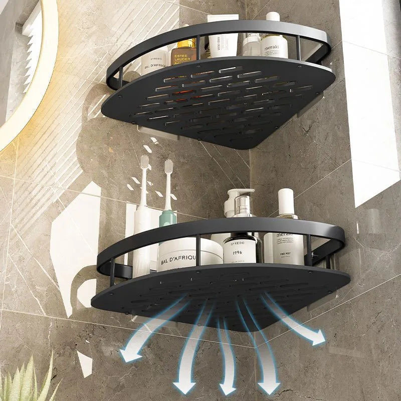 AquaSpace Pro | Hoekdouchplank zonder boren | Aluminium | Roestvrij & Belastbaar | Badrek in Zwart, Wit, Zilver of Zwart-Goud