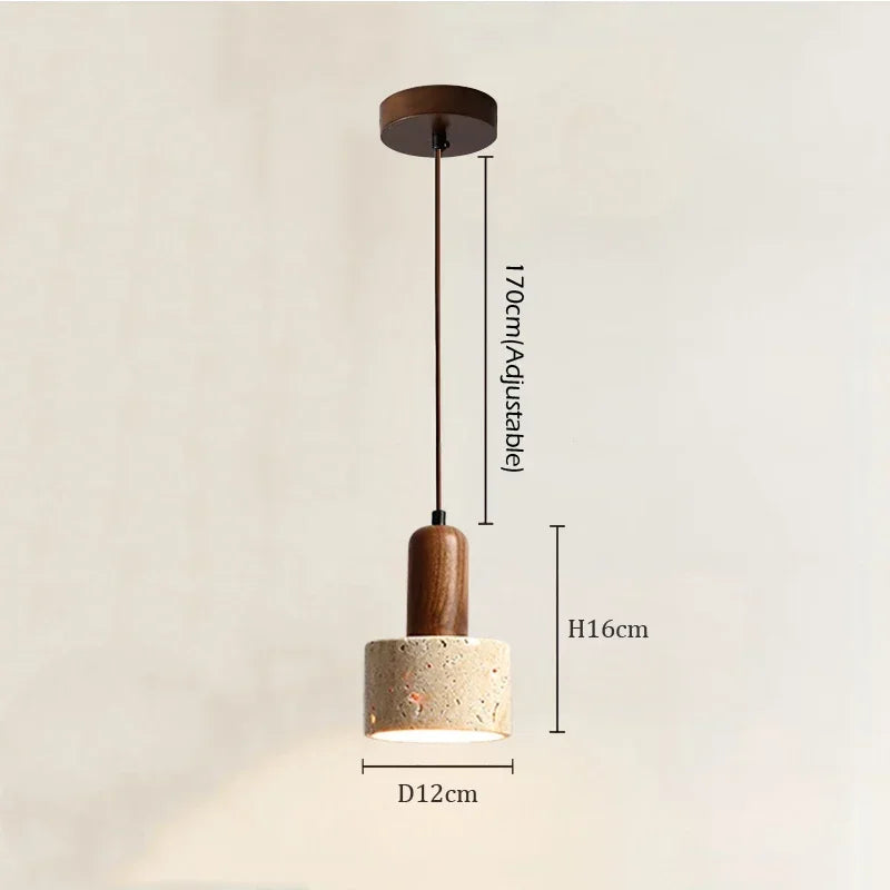 Hanglamp van natuursteen en hout – moderne plafondlamp voor keuken of eetkamer