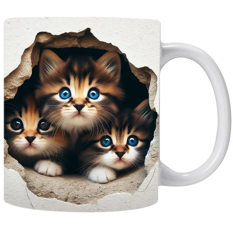 FelineElegance 3D Zwarte Kat Koffiemok | Betoverende keramische theekop met een speels ontwerp, perfect voor kinderen en ideaal voor verrassingscadeaus.