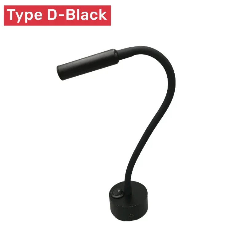 Moderne Flexibele LED-Leeswandlamp met Schakelaar voor Slaapkamer en Studie - 1W/3W