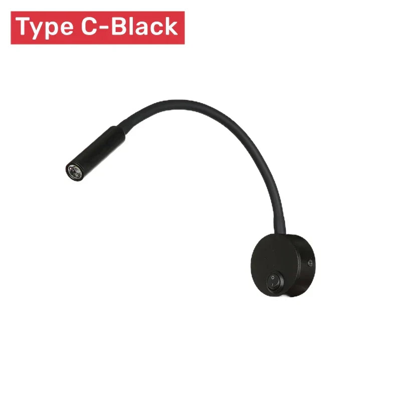 Moderne Flexibele LED-Leeswandlamp met Schakelaar voor Slaapkamer en Studie - 1W/3W