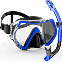 AquaVision Snorkelmasker Set voor Volwassenen | Anti-Fog & Schokbestendig | Siliconen Rand & Droge Snorkel | 180° Gezichtsveld