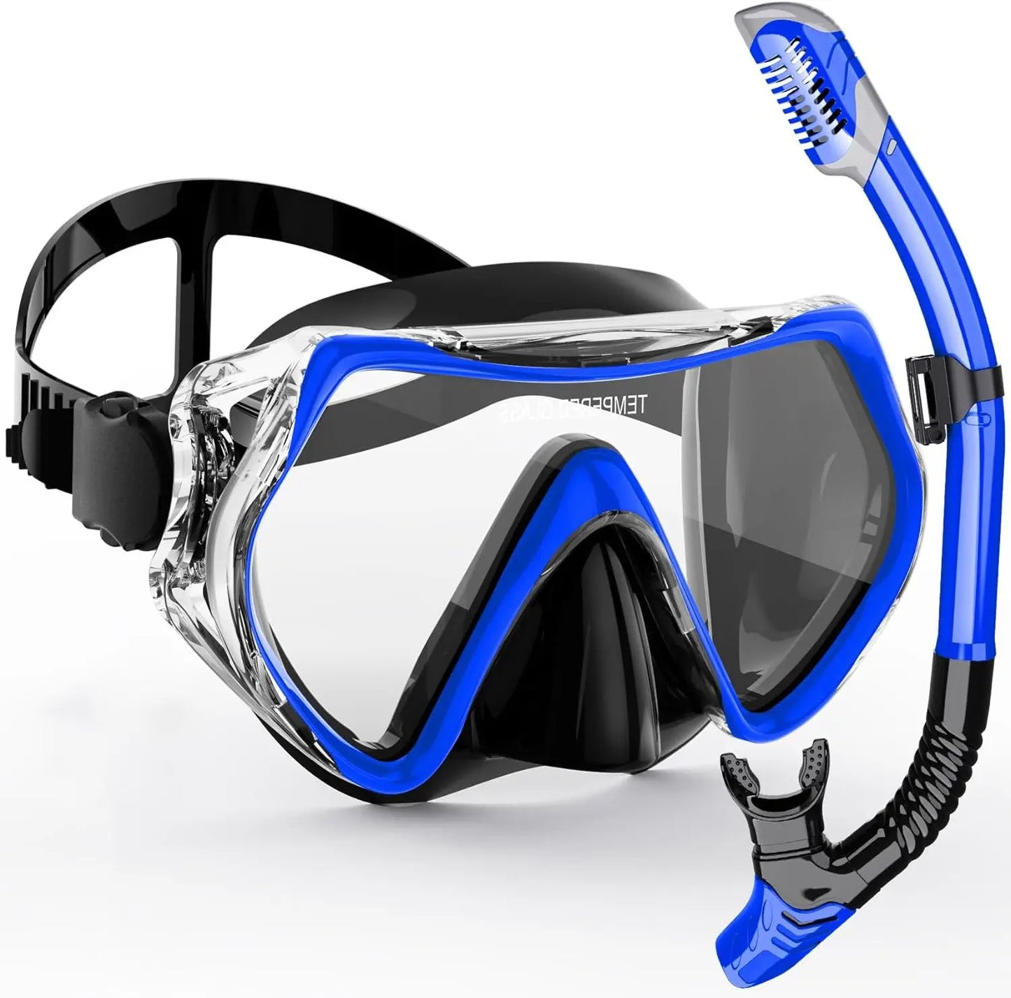 AquaVision Snorkelmasker Set voor Volwassenen | Anti-Fog & Schokbestendig | Siliconen Rand & Droge Snorkel | 180° Gezichtsveld