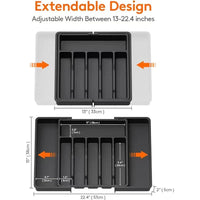 Modulora Besteklade-inzet | Uittrekbare bestek-organizer | Verstelbaar opbergsysteem van PP | 38×35 cm
