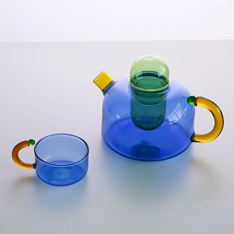 Contrasterende Kleur Glas Theeset