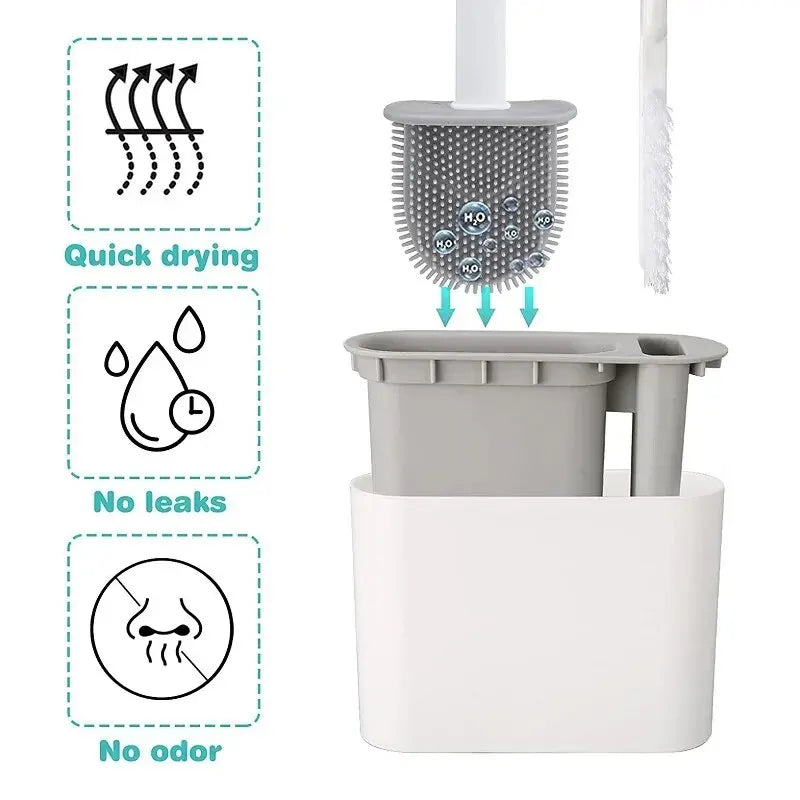 Toiletborstel HygieBrush DuoClean | 2-in-1 Siliconen WC-borstelset met wandhouder | Antibacterieel & ruimtebesparend