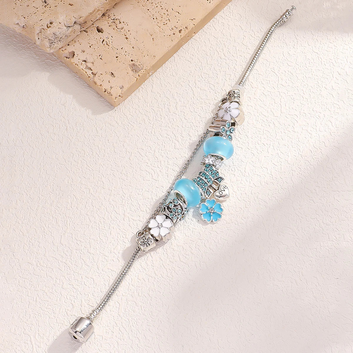 LuxeBloom Artisan Jewelry Armband | Exquisite bubble glass en parel ontwerp geïnspireerd door levendige perzikbloesems voor een unieke DIY mode-uitspraak