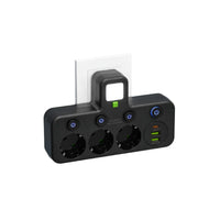 Brehn | Meervoudige stekkerdoos VOLTRIQ ProLine | 3–4 aansluitingen + 2× USB & 1× Type-C | 2500 W | Overspanningsbeveiliging & controle schakelaar