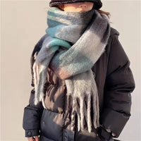 Winter sjaal – Zachte pluche stof, Extra lang & Kleurrijk ruitpatroon