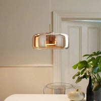 Moderne LED glazen hanglamp – minimalistische lampenkap en gouden afwerking