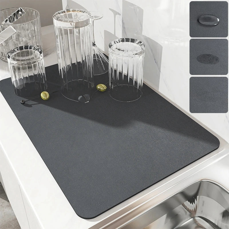 LuxéAbsorb Elite Koffermat | Super absorberende droogmat met snel drogende afvoer en antislip ontwerp voor een onberispelijke keukenervaring