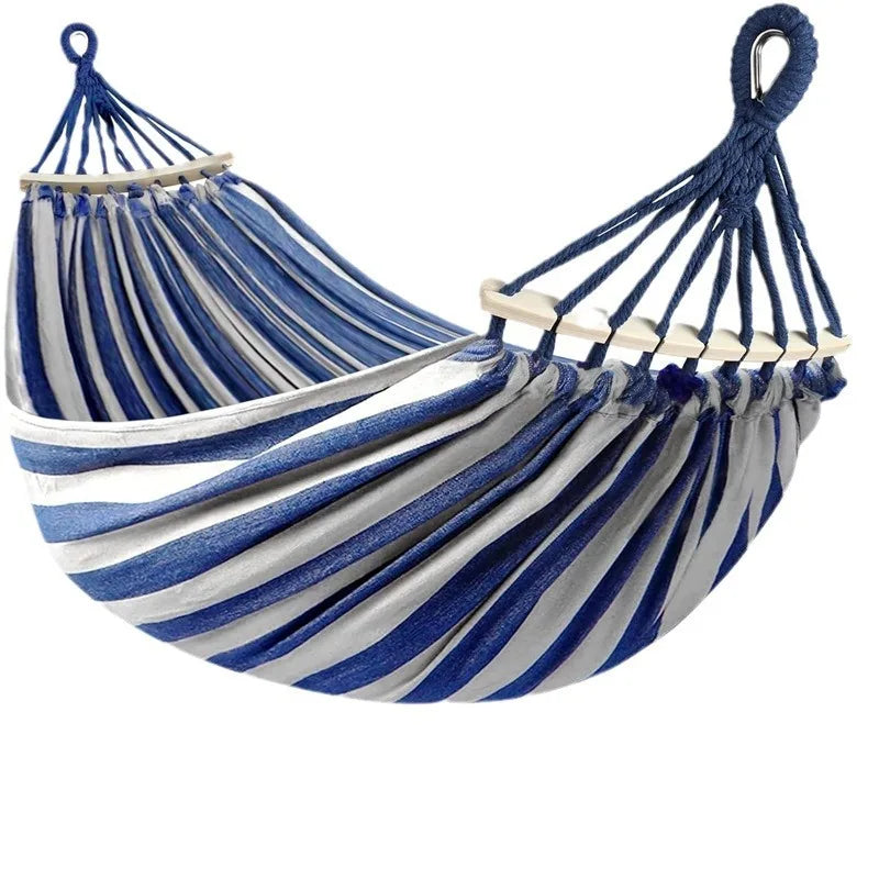 Dubbele Canvas Hangmat met Houten Spreiders voor Buiten
