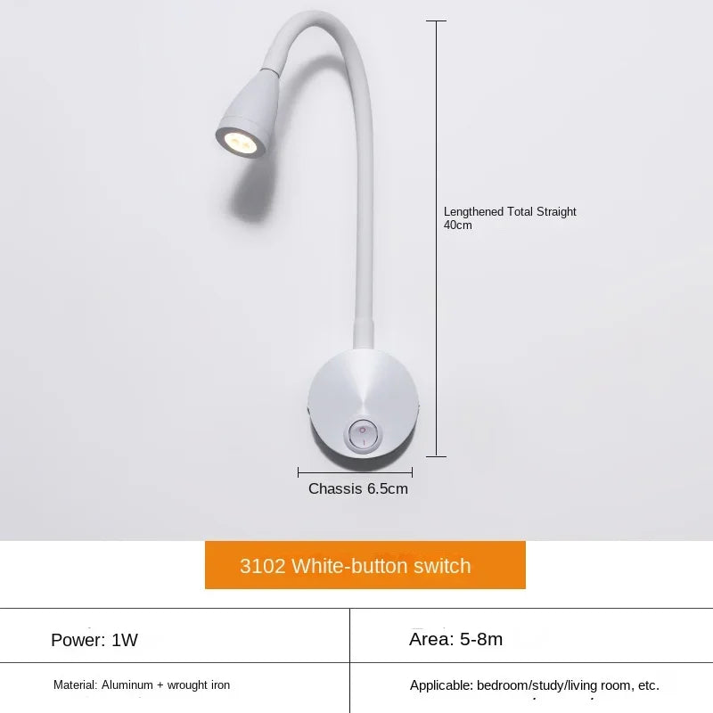 Veelzijdige LED-Wandlamp: Modern, Flexibel, Perfect om in Bed te Lezen